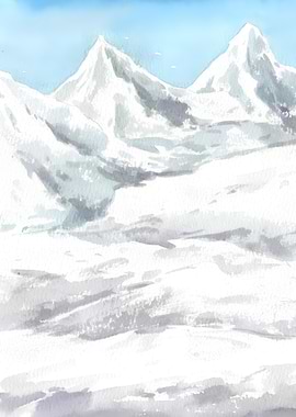 Snow Mountain Watercolor
