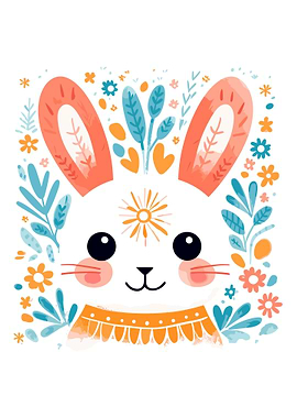 Cute rabbit boho animal