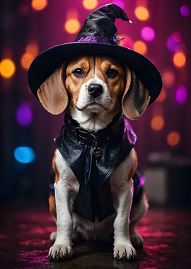 Beagle Halloween Witch