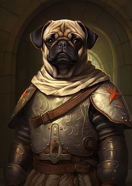 pug dog dressed in viking