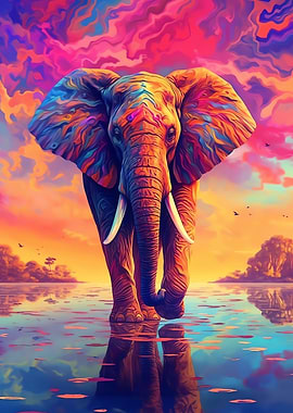 Elephant Painting Poster
