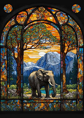 Elephant stained glass 2