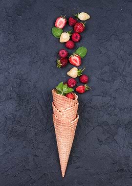 Waffle with fresh berries