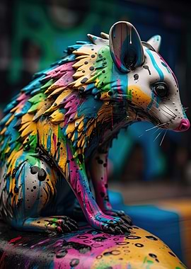 Graffiti Opossum Statue