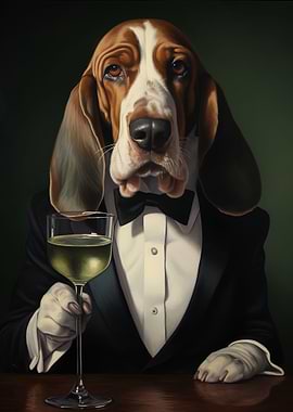 Basset Hound in tuxedo