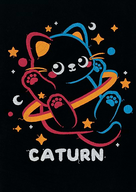 Caturn embroidery patch
