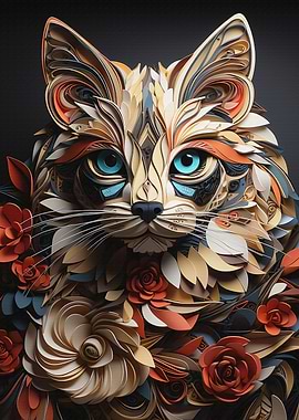 Fold Art Style Cat