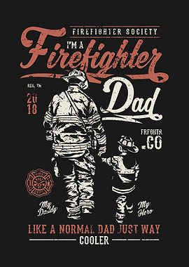 Firefighter Flame Dad Son