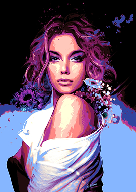 Colorful girl with flowers