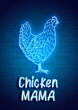 Chicken mama retro neon