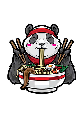 Panda Eating Noodles