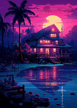 Hawaii House Pixel Art