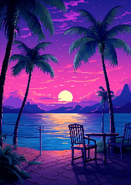 Hawaii Backyard Pixel Art