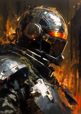 Space soldier in a helmet