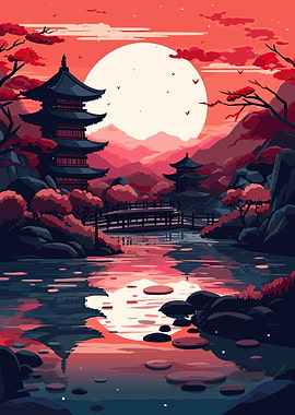 Japan Sunrise Pagoda