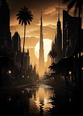 Dubai Cityscape at Night