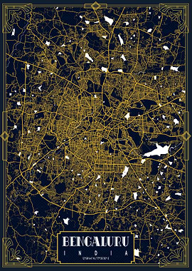 Bangalore Map Art Deco