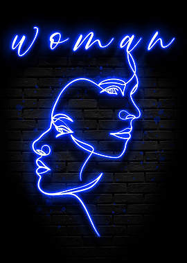 Neon Woman Blue Poster