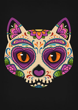 Cat Face Sugar Skull