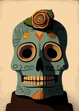 Moai Head Skull Poster Art