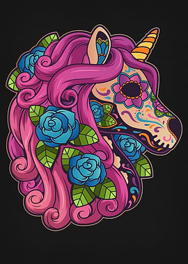 Unicorn Head Sugar Skull