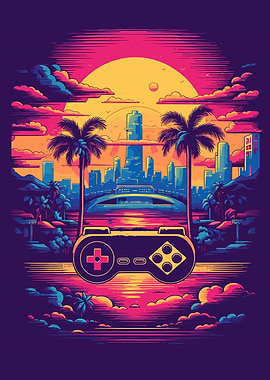 Gaming Controller Neon