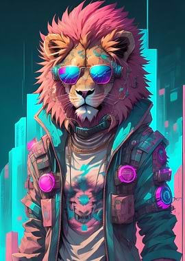 Cyberpunk Lion