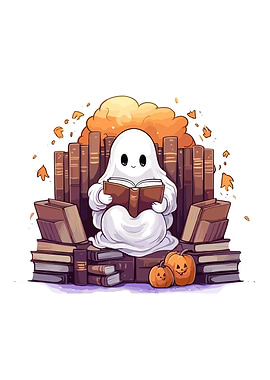 Cute Ghosts Reading Books