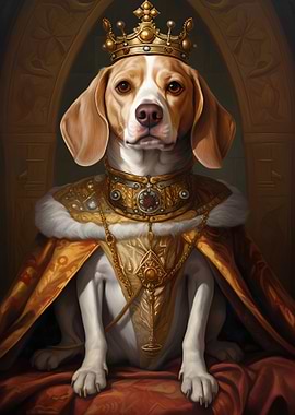 Beagle dog Dressed king