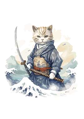 cat baby samurai japan