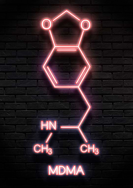 neon MDMA chemical poster