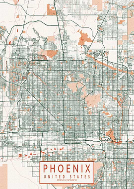 Phoenix City Map Bohemian