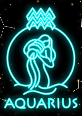 Aquarius neon poster