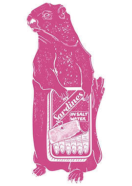 Marmot eating sardines