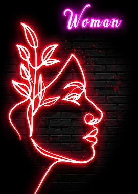 Neon Woman Red Poster