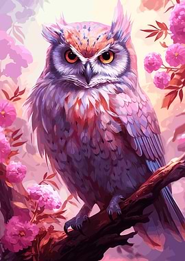 Watercolor Owl On A Branch