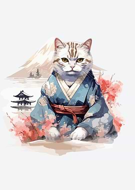Japanese kimono cat