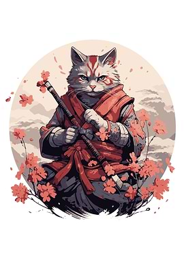 cat samurai japan