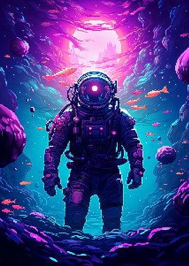 Vaporwave Spaceman Pixel