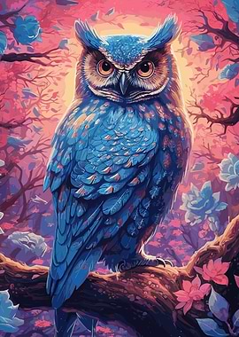 Watercolor Owl On A Branch