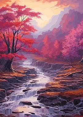 Cherry Blossom Waterfall