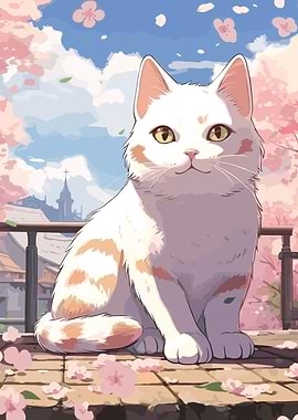 Cat Cherry Blossoms