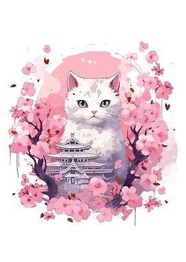 Cat Cherry Blossoms