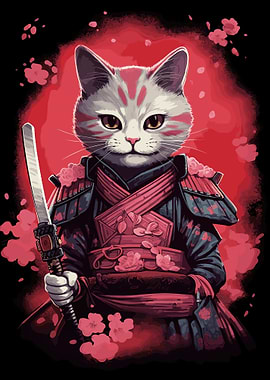 Cat in samurai armor