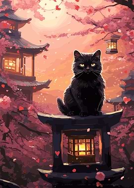 Cat Cherry Blossoms
