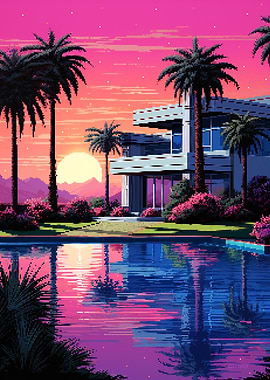 Paradise Mansion Pixel Art