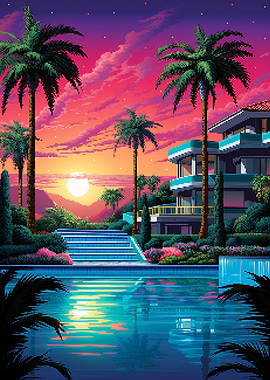 Pixel Art LA Sunset