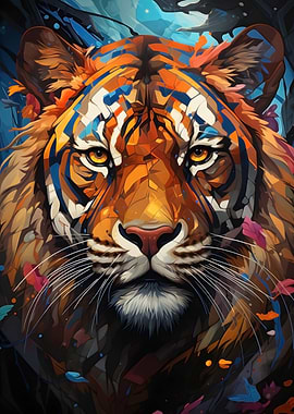 tiger colorful tones