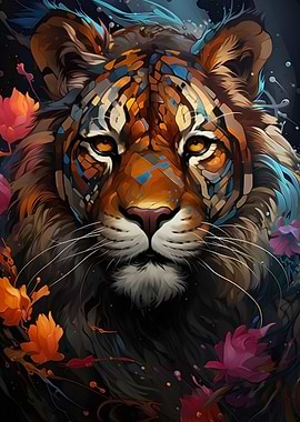 tiger colorful tones