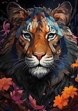 tiger colorful tones